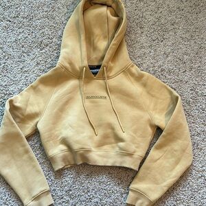 Alphalete cropped mustard yellow hoodie (XS)